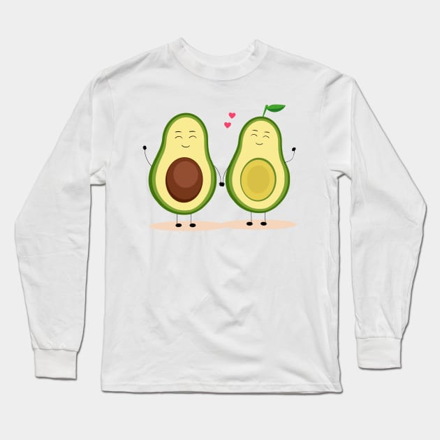 Avocado lovers, cartoon avocado family, couple avocado Long Sleeve T-Shirt by PrimeStore